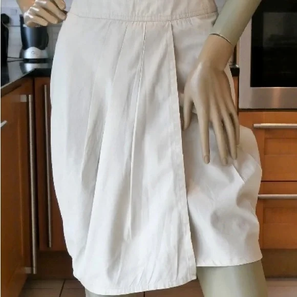ARMANI JEANS* Ladies COTTON WRAP SKIRT Pleat Front Light Beige UK10 EC rrp£190 - Picture 2 of 6